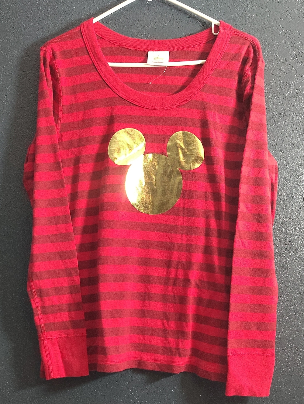Hanna Anderson x Disney Red Striped Organic Cotton Mickey Pajama Top size Large